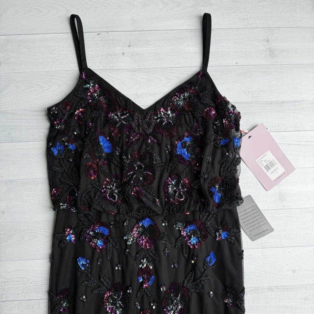 NWT NORDSTROM JS COLLECTIONS Beaded Blouson Gown Black Size 6 - Picture 6 of 13